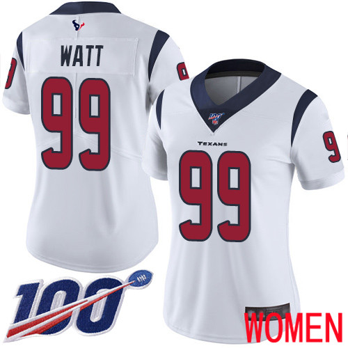 Houston Texans Limited White Women J J  Watt Road Jersey NFL Football #99 100th Season Vapor Untouchable